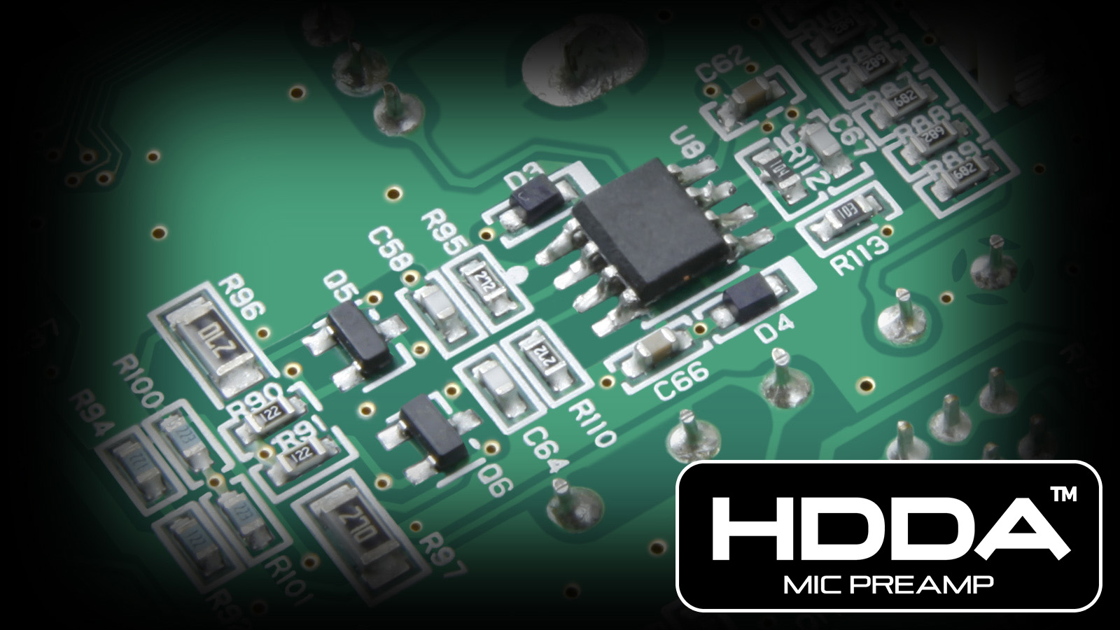 Un preamplificador de micrófono HDDA de alto rendimiento consigue una alta calidad de sonido, bajo nivel de ruido y un amplio rango dinámico