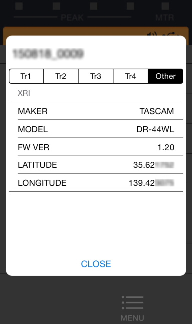 TASCAM DR CONTROL