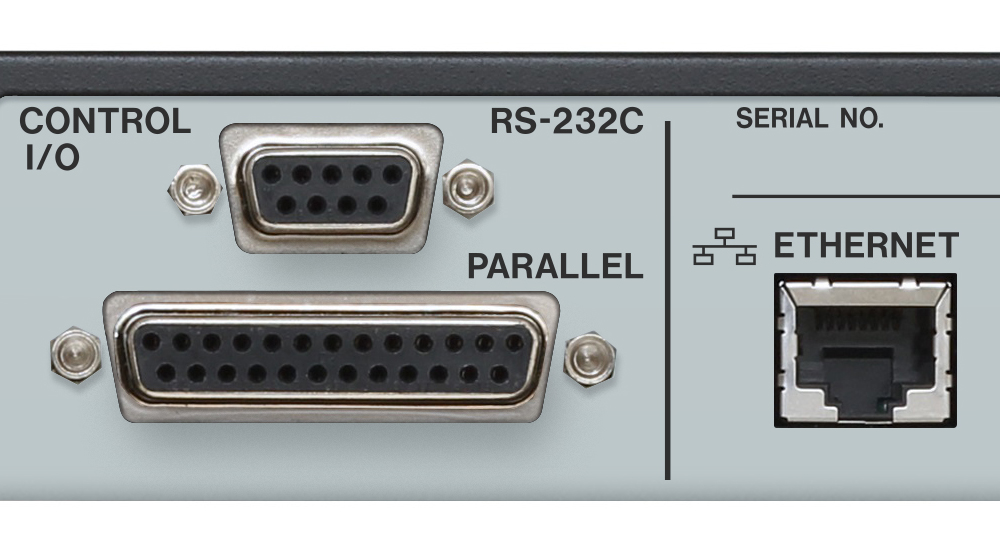 RS-232C serial port with a D-sub15pin parallel connector