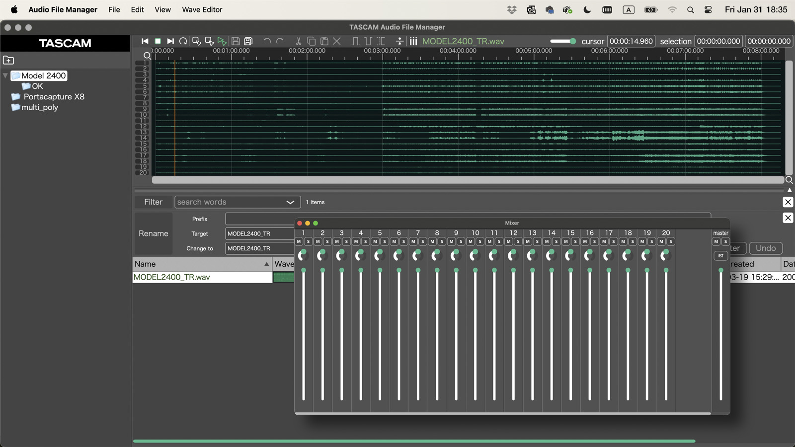 TASCAM Audio File Manager